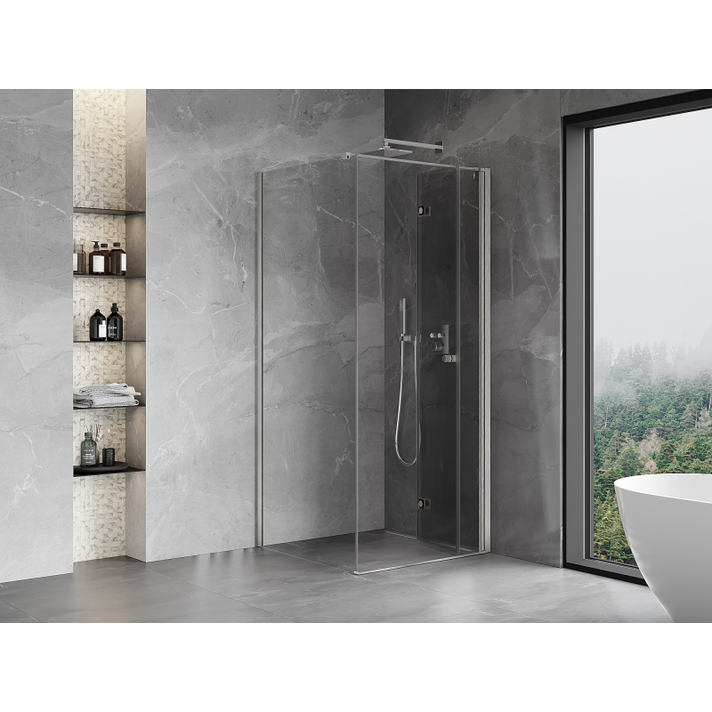 Mexen Mist-F cabine de douche pliante droite 120 x 120 cm, transparent, nickel brossé - 8A6T-120-120-97-00-P