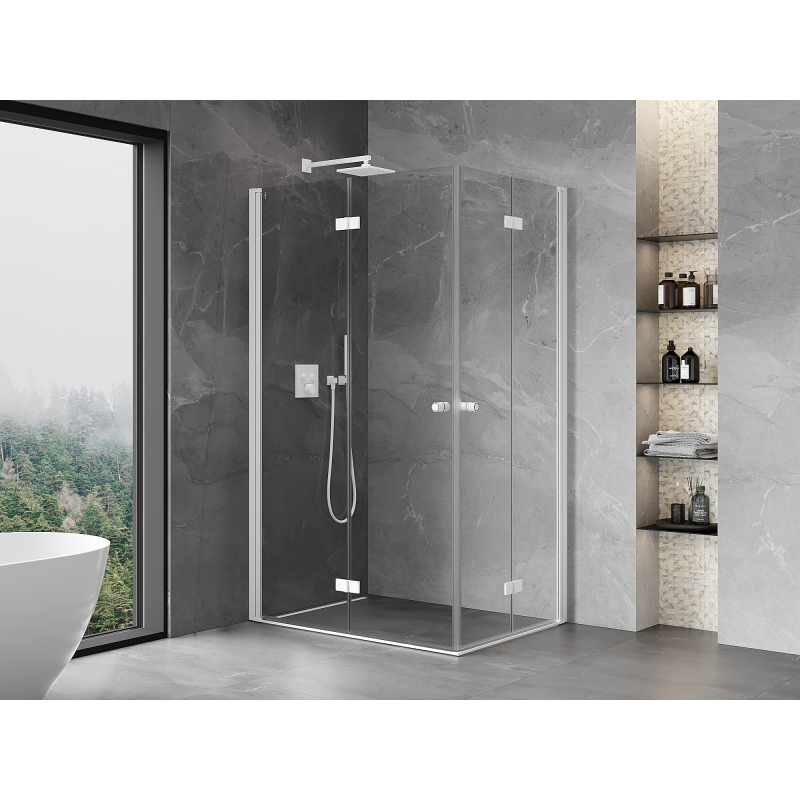 Mexen Mist-F Duo cabine de douche pliante gauche 110 x 70 cm, transparent, blanc - 8A6-110L-070P-20-00