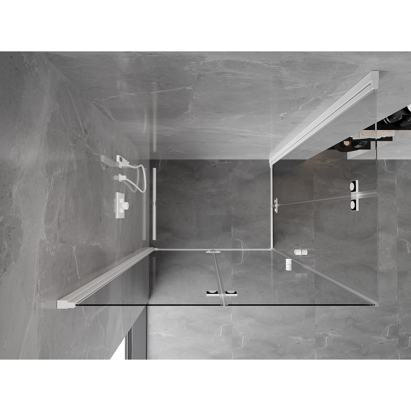 Mexen Mist-F Duo cabine de douche pliante gauche 85 x 75 cm, transparent, blanc - 8A6-085L-075P-20-00