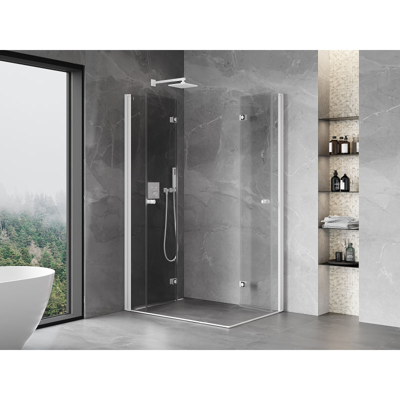 Mexen Mist-F Duo cabine de douche pliante gauche 110 x 90 cm, transparent, blanc - 8A6-110L-090P-20-00