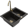 Mexen Carlos Évier en granit 1,5 bac avec mitigeur Telma, noir/or métallique - 6518-75-670200-50