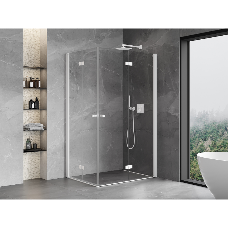 Mexen Mist-F Duo cabine de douche pliante droite 85 x 100 cm, transparent, blanc - 8A6-085L-100P-20-00