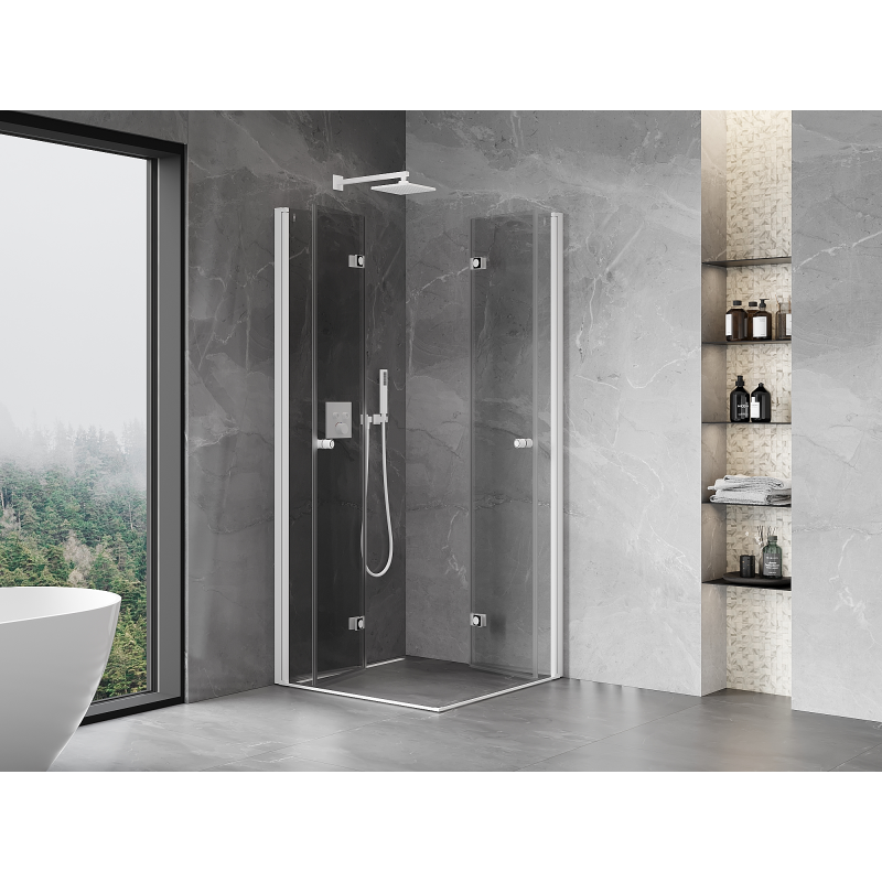 Mexen Mist-F Duo cabine de douche pliable 100 x 100 cm, transparent, blanc - 8A6-100L-100P-20-00