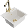 Mexen Milo évier granit 1 bac avec robinet de cuisine Duero, blanc - 6505-20-671600-50