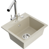Mexen Milo évier en granit à 1 bac avec robinet de cuisine Duero, beige - 6505-69-671600-00