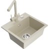 Mexen Milo évier en granit 1 bac avec robinet de cuisine Duero, beige - 6505-69-671600-69