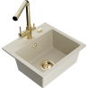 Mexen Milo évier en granit 1 bac avec robinet de cuisine Duero, beige - 6505-69-671600-50