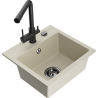 Mexen Milo évier en granit 1 bac avec robinet de cuisine Duero, beige - 6505-69-671600-70