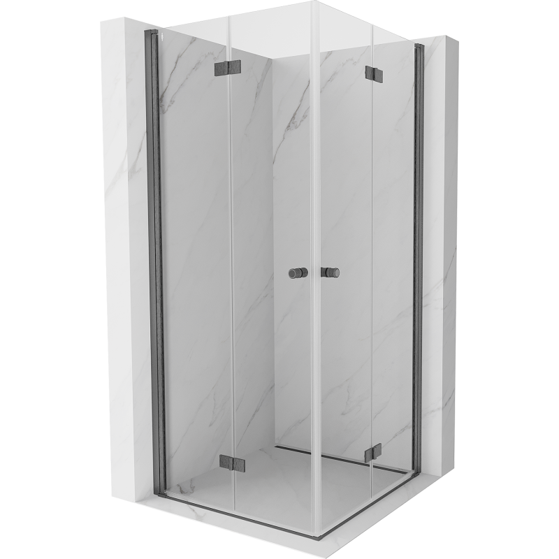 Mexen Mist-F Douche pliante Duo 85 x 85 cm, transparent, gris canon brossé - 8A6-085L-085P-66-00