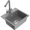 Mexen Milo évier granit 1 bac avec robinet cuisine Duero, gris - 6505-71-671600-71