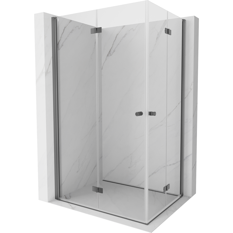 Mexen Mist-F Duo cabine de douche pliante gauche 100 x 75 cm, transparent, métal canon - 8A6-100L-075P-95-00