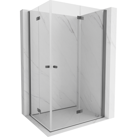 Mexen Mist-F Duo cabine de douche pliable droite 75 x 85 cm, transparent, acier noirci - 8A6-075L-085P-95-00