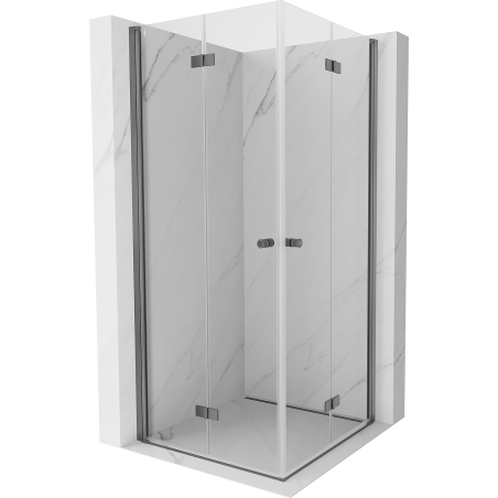 Mexen Mist-F Duo cabine de douche pliable 90 x 90 cm, transparent, métal gun - 8A6-090L-090P-95-00