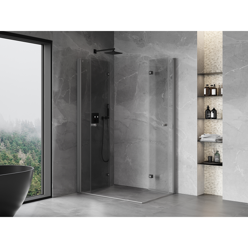 Mexen Mist-F Duo cabine de douche pliante gauche 100 x 95 cm, transparent, métal canon - 8A6-100L-095P-95-00