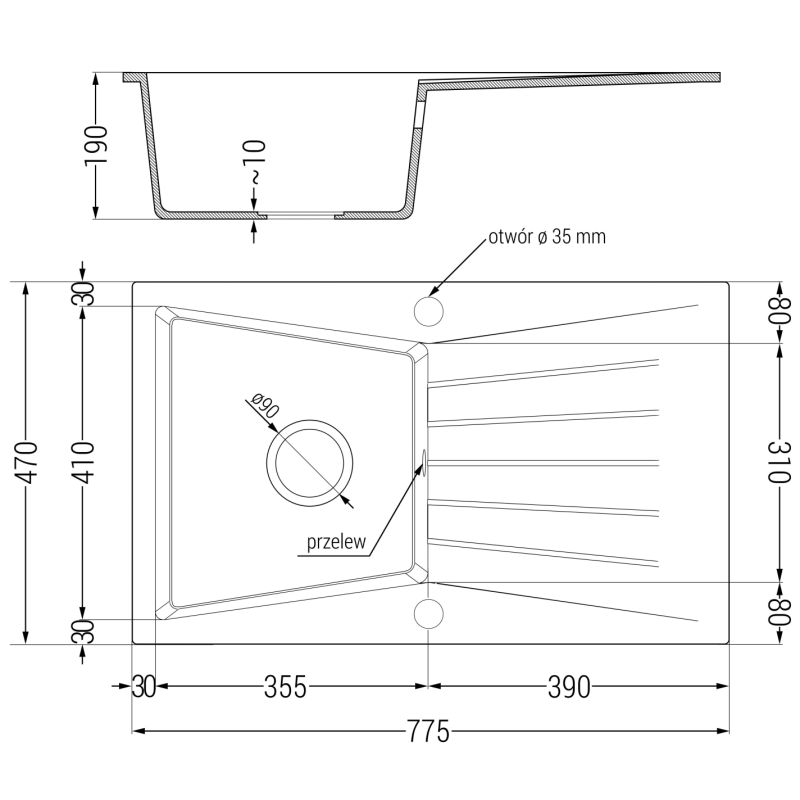 Mexen Cesar évier en granit 1 bac avec égouttoir et mitigeur de cuisine Duero, blanc - 6514-20-671600-70