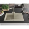 Mexen Cesar évier en granit 1 bac avec égouttoir et robinet de cuisine Duero, beige - 6514-69-671600-69