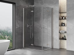 Mexen Mist-F Duo cabine de douche pliante gauche 80 x 70 cm, transparent, nickel brossé - 8A6-080L-070P-97-00