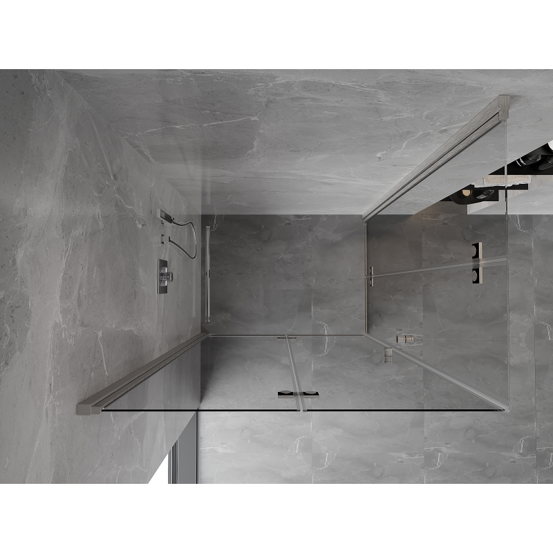 Mexen Mist-F Duo cabine de douche pliante gauche 85 x 70 cm, transparent, nickel brossé - 8A6-085L-070P-97-00