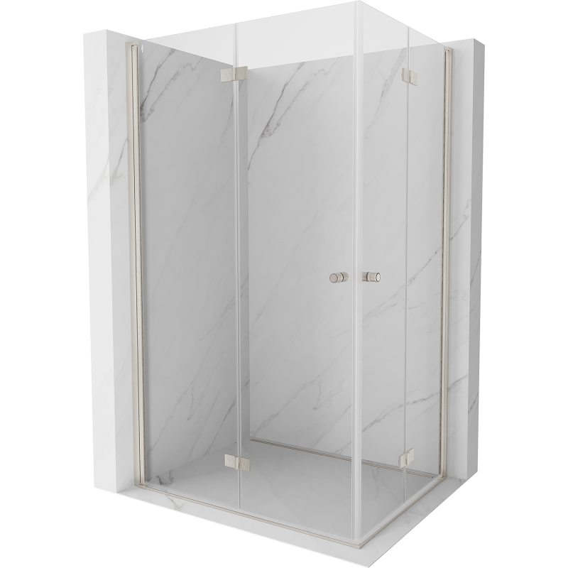 Mexen Mist-F Duo cabine de douche pliante gauche 85 x 70 cm, transparent, nickel brossé - 8A6-085L-070P-97-00