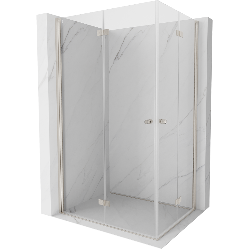 Mexen Mist-F Duo cabine de douche pliante gauche 80 x 75 cm, transparent, nickel brossé - 8A6-080L-075P-97-00