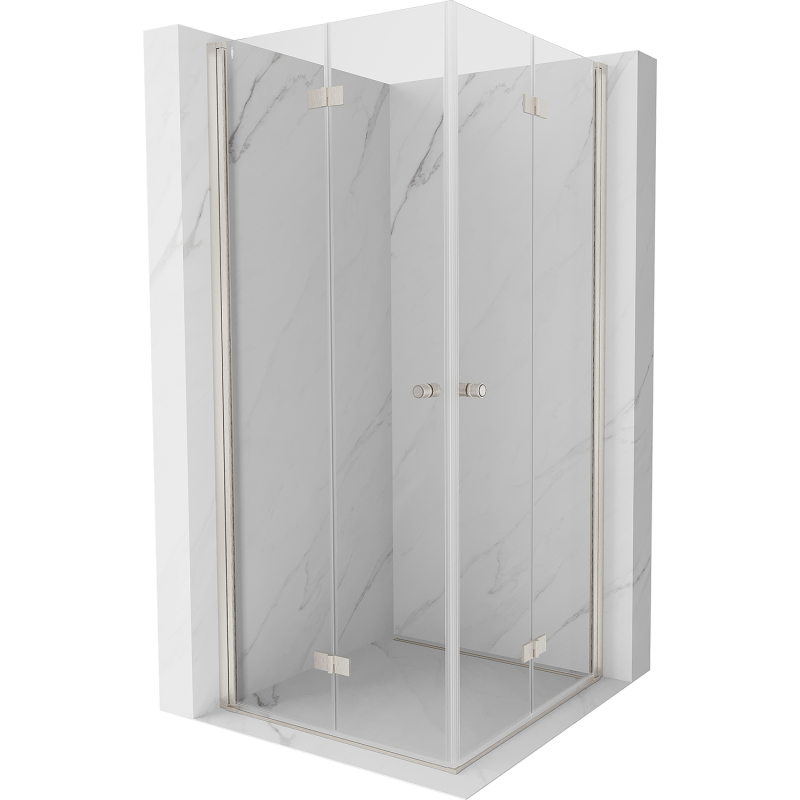 Mexen Mist-F Cabine de douche pliante Duo 80 x 80 cm, transparent, nickel brossé - 8A6-080L-080P-97-00