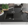 Mexen Cesar évier en granit 1 bac avec égouttoir et robinet de cuisine Duero, noir/doré métallisé - 6514-75-671600-00