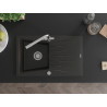 Mexen Cesar évier en granit 1 bac avec égouttoir et robinet de cuisine Duero, noir/doré métallisé - 6514-75-671600-00