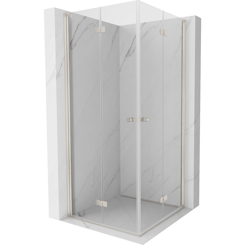 Mexen Mist-F Duo cabine de douche pliante 95 x 95 cm, transparent, nickel brossé - 8A6-095L-095P-97-00