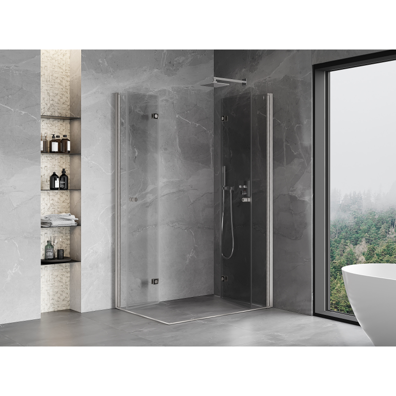 Mexen Mist-F Duo cabine de douche pliante droite 85 x 105 cm, transparent, nickel brossé - 8A6-085L-105P-97-00