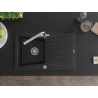 Mexen Cesar évier en granit à un bac avec égouttoir et robinet de cuisine Duero, noir - 6514-77-671600-00