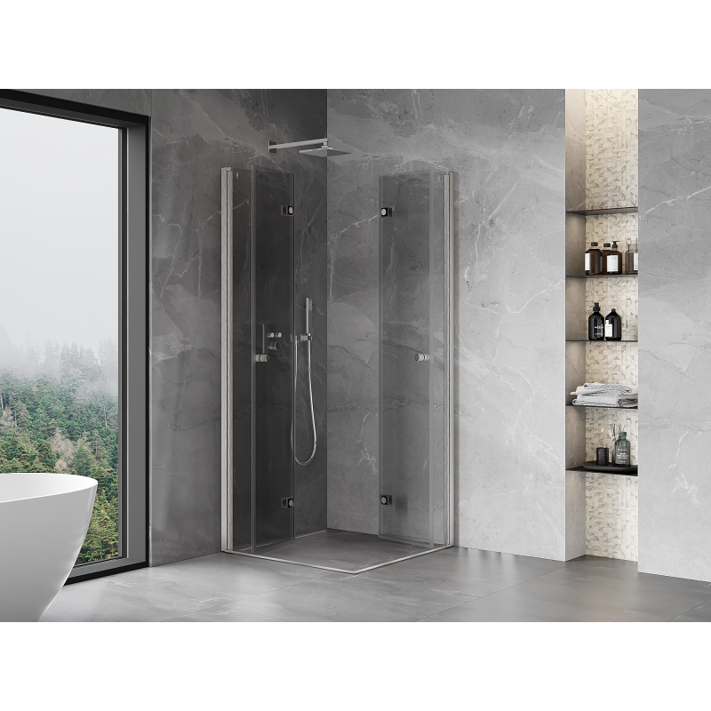 Mexen Mist-F Duo cabine de douche pliable 110 x 110 cm, transparent, nickel brossé - 8A6-110L-110P-97-00