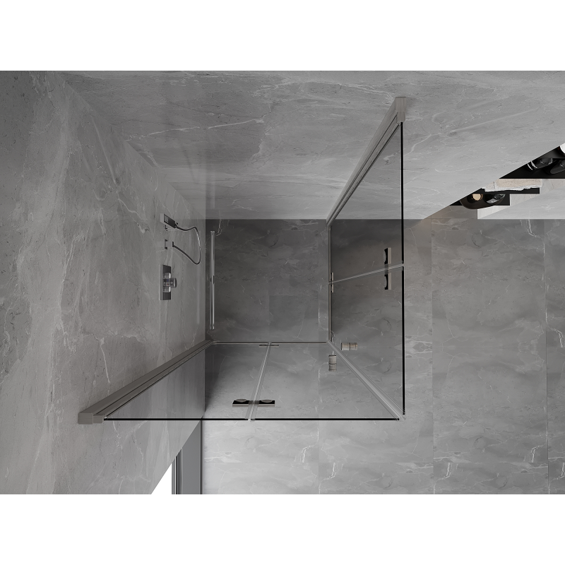 Mexen Mist-F Duo cabine de douche pliable 110 x 110 cm, transparent, nickel brossé - 8A6-110L-110P-97-00