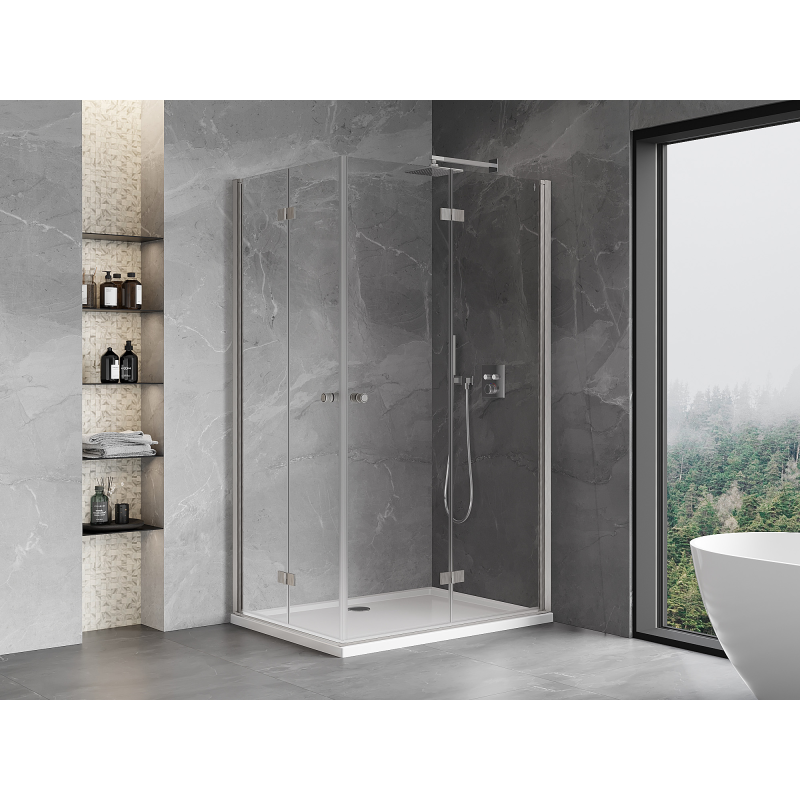 Mexen Mist-F Duo cabine de douche pliable droite 75 x 115 cm, transparent, nickel brossé - 8A6-075L-115P-97-00