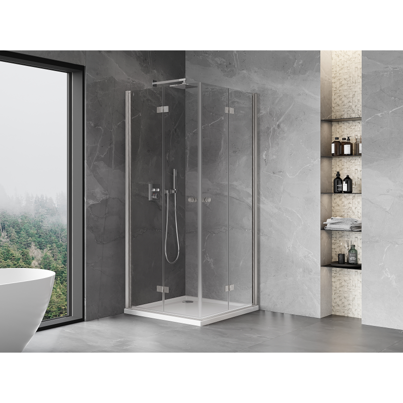 Mexen Mist-F Duo cabine de douche pliable 115 x 115 cm, transparent, nickel brossé - 8A6-115L-115P-97-00
