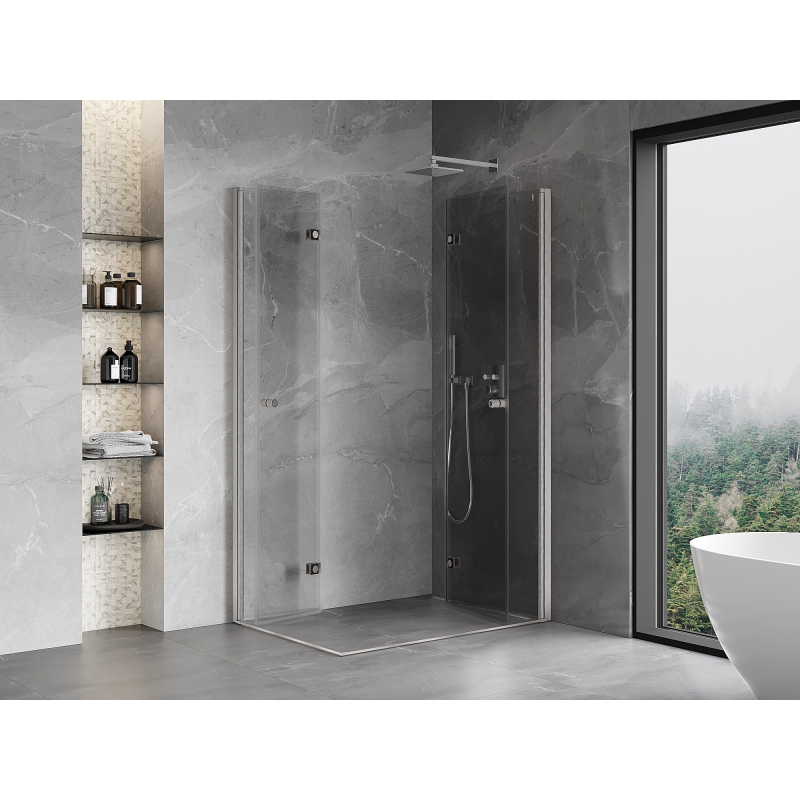 Mexen Mist-F Duo cabine de douche pliante droite 85 x 120 cm, transparent, nickel brossé - 8A6-085L-120P-97-00