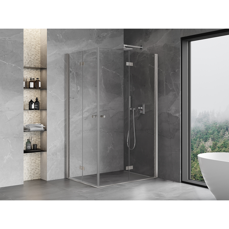 Mexen Mist-F Duo cabine de douche pliante droite 85 x 120 cm, transparent, nickel brossé - 8A6-085L-120P-97-00
