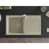 Mexen Leo Évier de cuisine en granit 1 bac avec égouttoir et robinet Telma, beige - 6501-69-670200-69