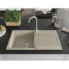Mexen Leo Évier de cuisine en granit 1 bac avec égouttoir et robinet Telma, beige - 6501-69-670200-69