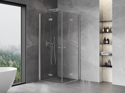 Mexen Mist-F Cabine de douche Duo pliante 120 x 120 cm, transparent, nickel brossé - 8A6-120L-120P-97-00