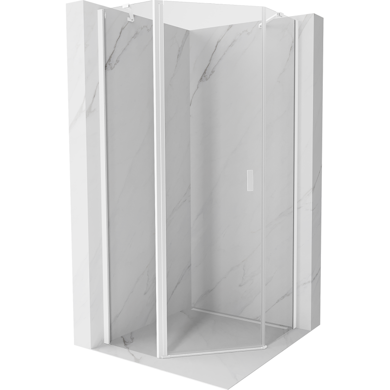 Mexen Mist cabine de douche pentagonale pivotante 80 x 80 cm, transparente, blanche - 8A8-080-080-20-00