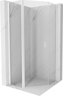 Mexen Mist cabine de douche pentagonale pivotante 80 x 80 cm, transparente, blanche - 8A8-080-080-20-00