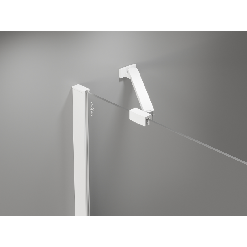 Mexen Mist cabine de douche pentagonale asymétrique à porte pivotante 80 x 90 cm, transparente, blanche - 8A8-080-090-20-00