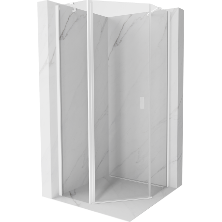 Mexen Mist cabine de douche pentagonale à porte battante 90 x 90 cm, transparent, blanc - 8A8-090-090-20-00