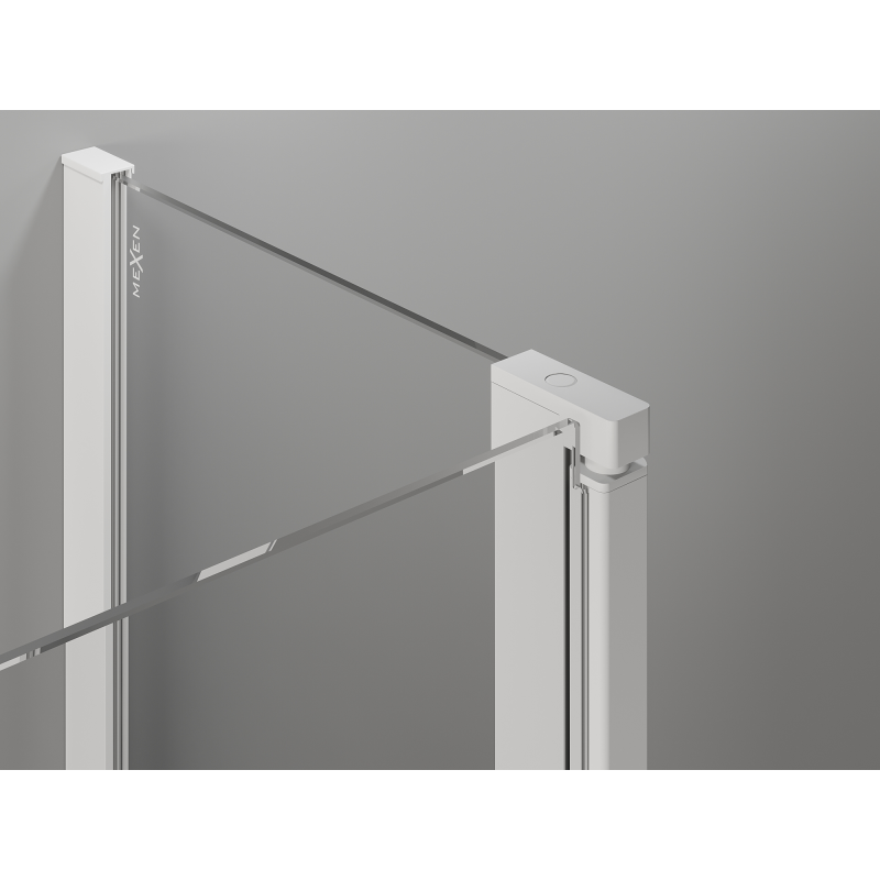 Mexen Mist cabine de douche pentagonale asymétrique pivotante 100 x 90 cm, transparent, blanc - 8A8-100-090-20-00