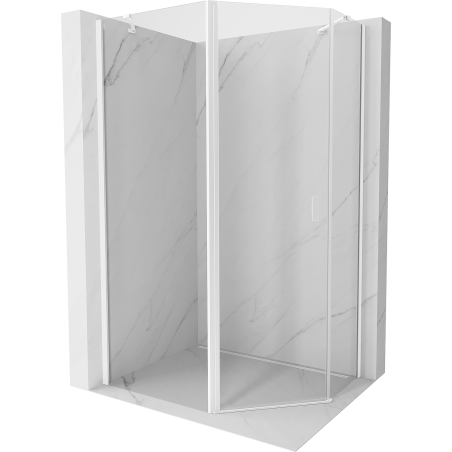 Mexen Mist cabine de douche pentagonale asymétrique pivotante 100 x 90 cm, transparent, blanc - 8A8-100-090-20-00