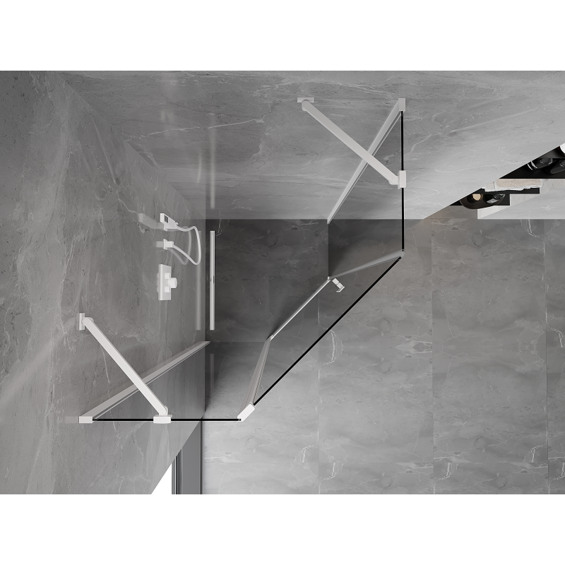 Mexen Mist cabine de douche pentagonale pivotante 100 x 100 cm, transparent, blanc - 8A8-100-100-20-00