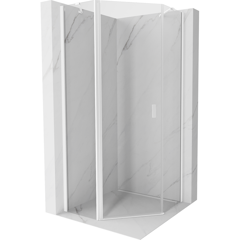 Mexen Mist cabine de douche pentagonale pivotante 100 x 100 cm, transparent, blanc - 8A8-100-100-20-00