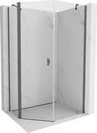 Mexen Mist cabine de douche pentagonale asymétrique pivotante 80 x 90 cm transparent, gris canon brossé - 8A8-080-090-66-00