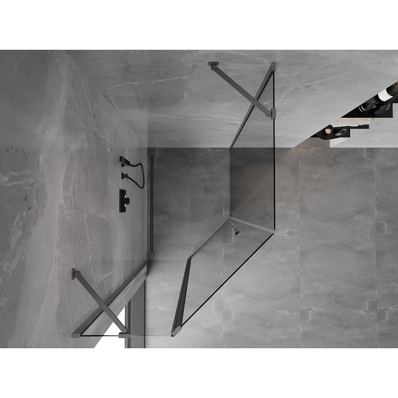 Mexen Mist cabine de douche pentagonale asymétrique pivotante 80 x 100 cm transparent gris canon brossé - 8A8-080-100-66-00