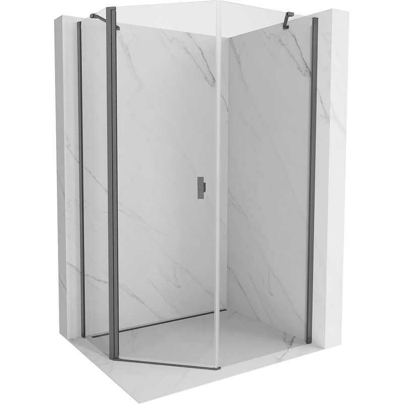 Mexen Mist cabine de douche pentagonale asymétrique pivotante 80 x 100 cm transparent gris canon brossé - 8A8-080-100-66-00